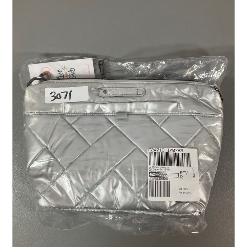 Lug Flare 2 Metallic Silver Crossbody Bag - RFID, Retractable Key, Pen Holder, C - Picture 6 of 6